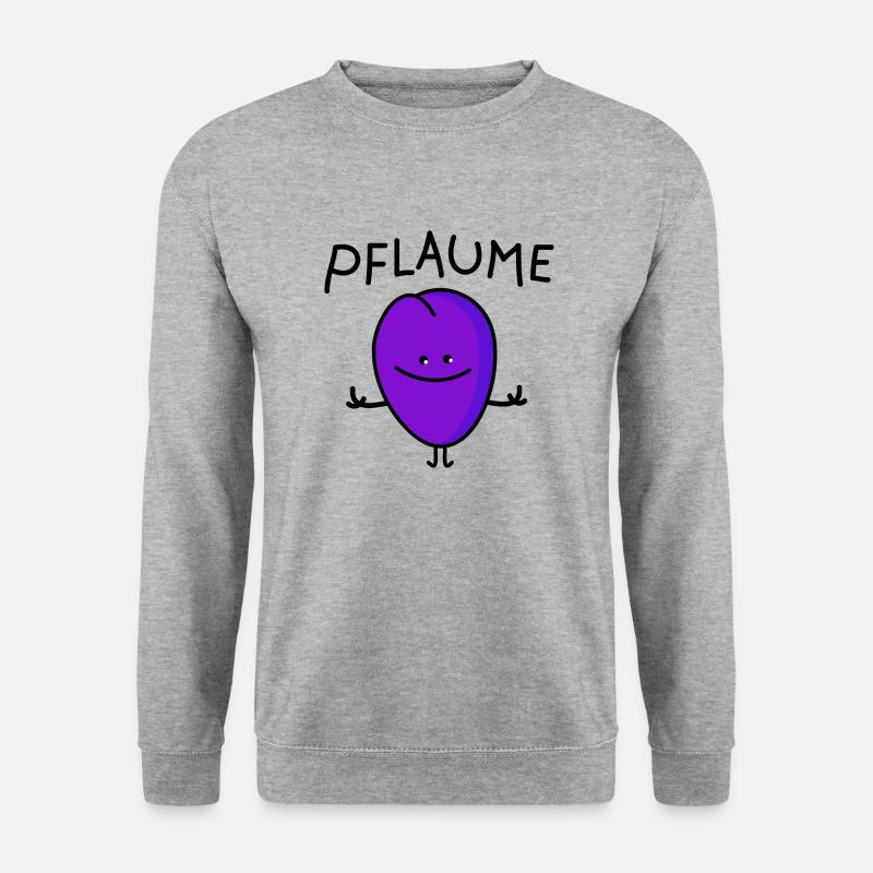 lustige Pflaume - Unisex Pullover - Weißgrau meliert