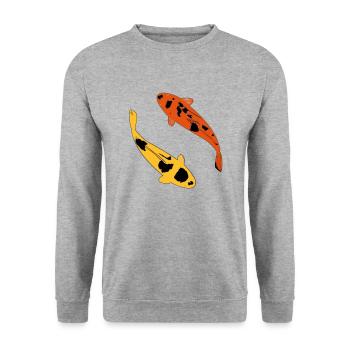 carpe koi - Sweat-shirt Unisexe - gris chiné - Devant - Alina (178cm) & Michal (187cm)