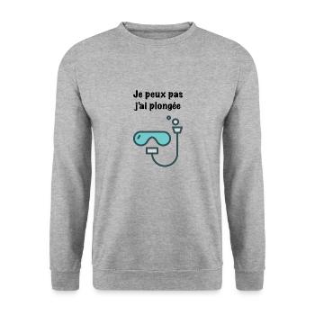 Je peux pas j’ai plongée - Sweat-shirt Unisexe - gris chiné - Devant - Alina (178cm) & Michal (187cm)