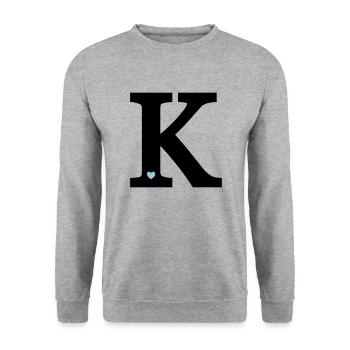 Letter K initial - Unisex Sweatshirt - salt & pepper - Front - Alina (178cm) & Michal (187cm)