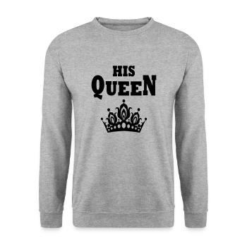 HIS QUEEN - Unisex Pullover - Weißgrau meliert - Vorne - Alina (178cm) & Michal (187cm)
