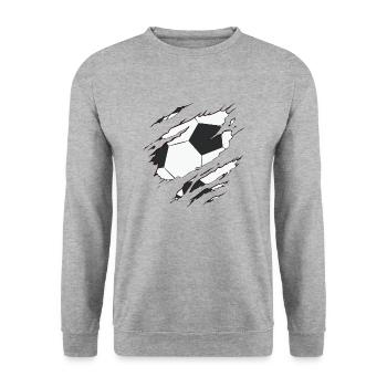 ballon de foot, pour les footeux tshirt déchiré - Sweat-shirt Unisexe - gris chiné - Devant - Alina (178cm) & Michal (187cm)
