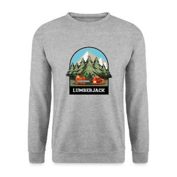 Holzfäller - Kettensäge - Unisex Pullover - Weißgrau meliert - Vorne - Alina (178cm) & Michal (187cm)