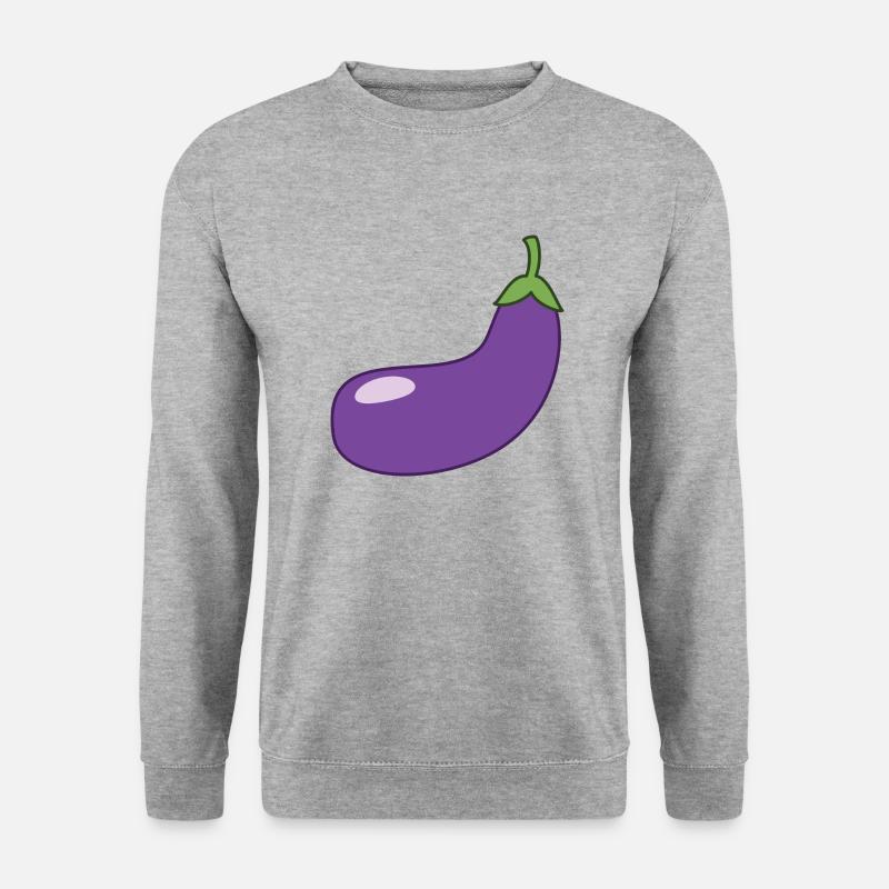 Aubergine - Unisex Pullover - Weißgrau meliert