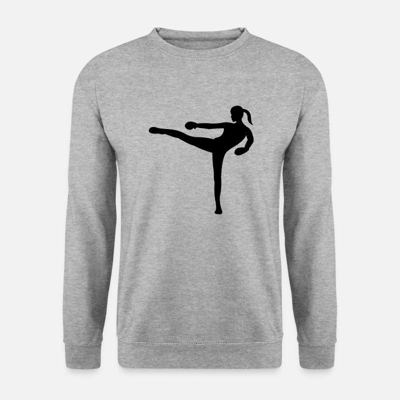 kickboxing woman - Unisex Pullover - Weißgrau meliert