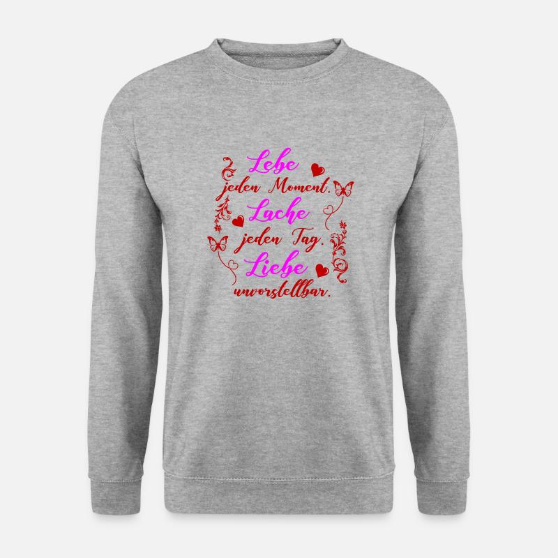 lebe lache liebe - Unisex Pullover - Weißgrau meliert