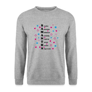 Samantha - Unisex Pullover - Weißgrau meliert - Vorne - Alina (178cm) & Michal (187cm)