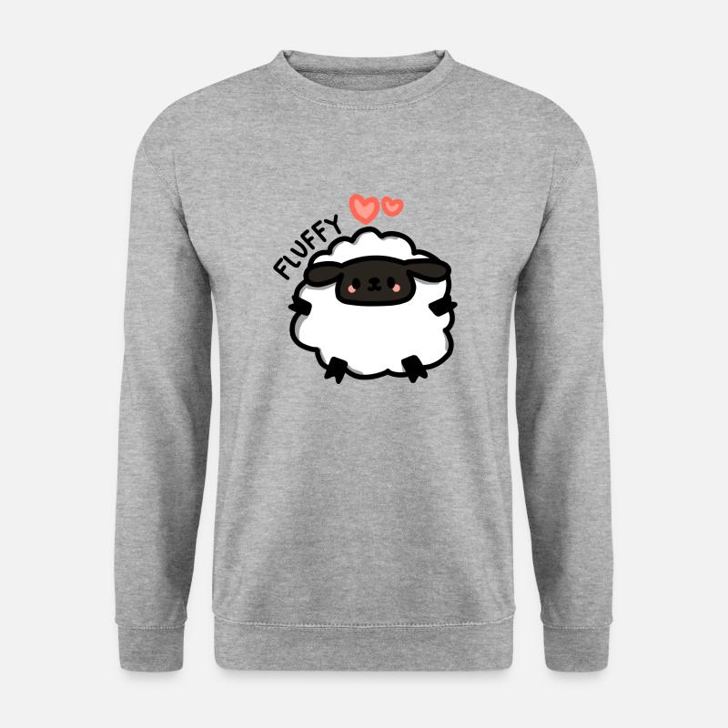 a fluffy and kawaii white sheep - hearts - Unisex Pullover - Weißgrau meliert