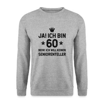 60. Geburtstag - Unisex Pullover - Weißgrau meliert - Vorne - Alina (178cm) & Michal (187cm)
