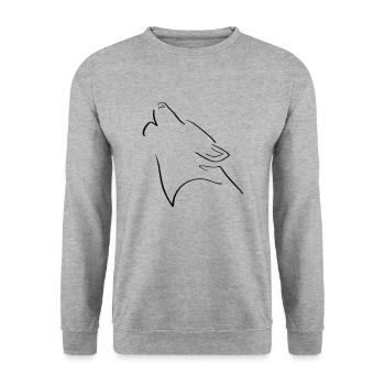 Wolf Line Art - Minimalist - Unisex Sweatshirt - salt & pepper - Front - Alina (178cm) & Michal (187cm)