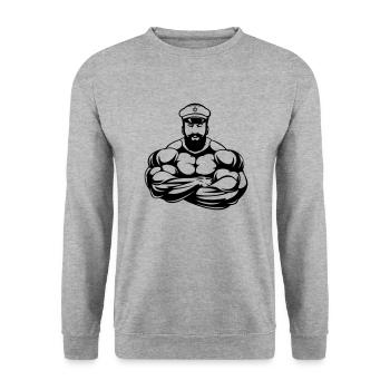 Strong Captain - Unisex Pullover - Weißgrau meliert - Vorne - Alina (178cm) & Michal (187cm)