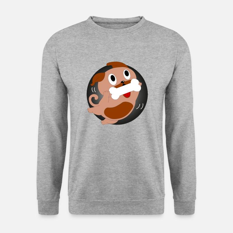 Hund mit Knochen - Unisex Pullover - Weißgrau meliert