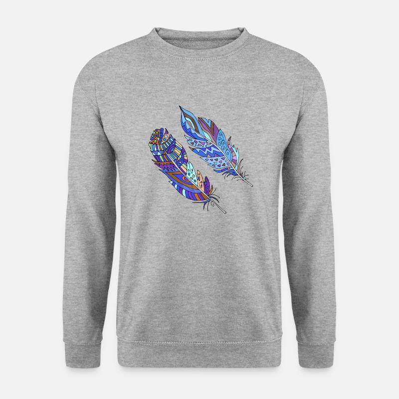 Feder - Unisex Pullover - Weißgrau meliert