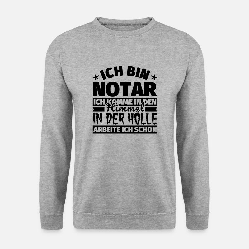 Notar Geschenk lustig Himmel Hölle - Unisex Pullover - Weißgrau meliert