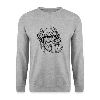 otter on the back with ocean waves 1 color - Unisex Sweatshirt - salt & pepper - Front - Alina (178cm) & Michal (187cm)