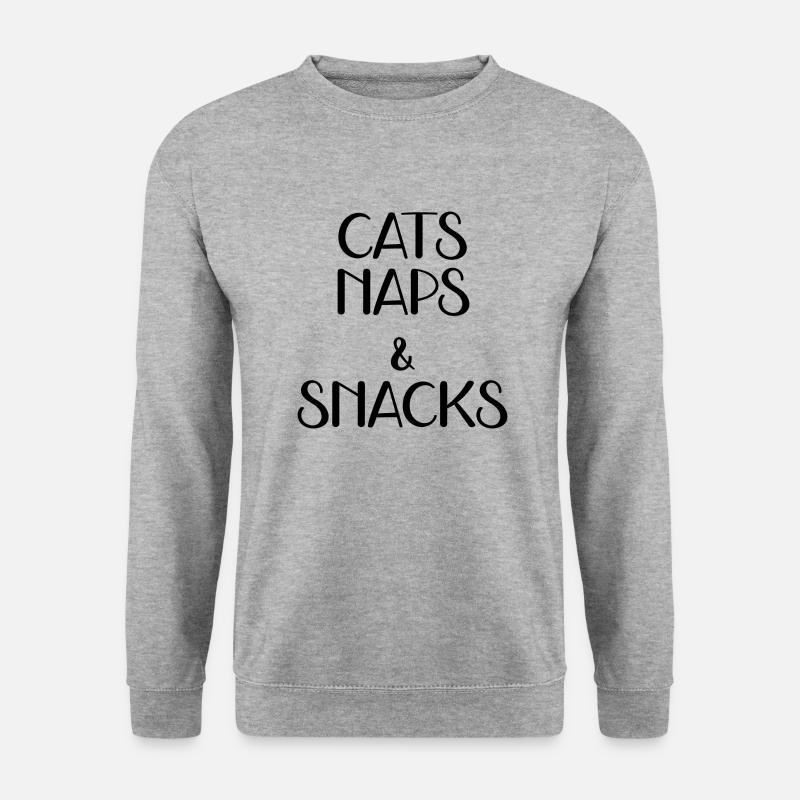 Katzen Nickerchen und Snacks - Unisex Pullover - Weißgrau meliert