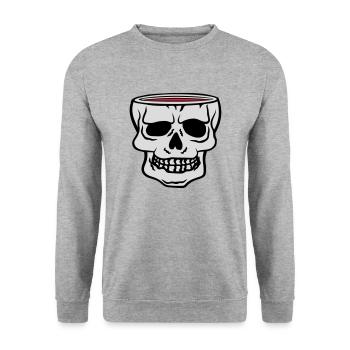 Mug Skull Horreur Halloween - Sweat-shirt Unisexe - gris chiné - Devant - Alina (178cm) & Michal (187cm)