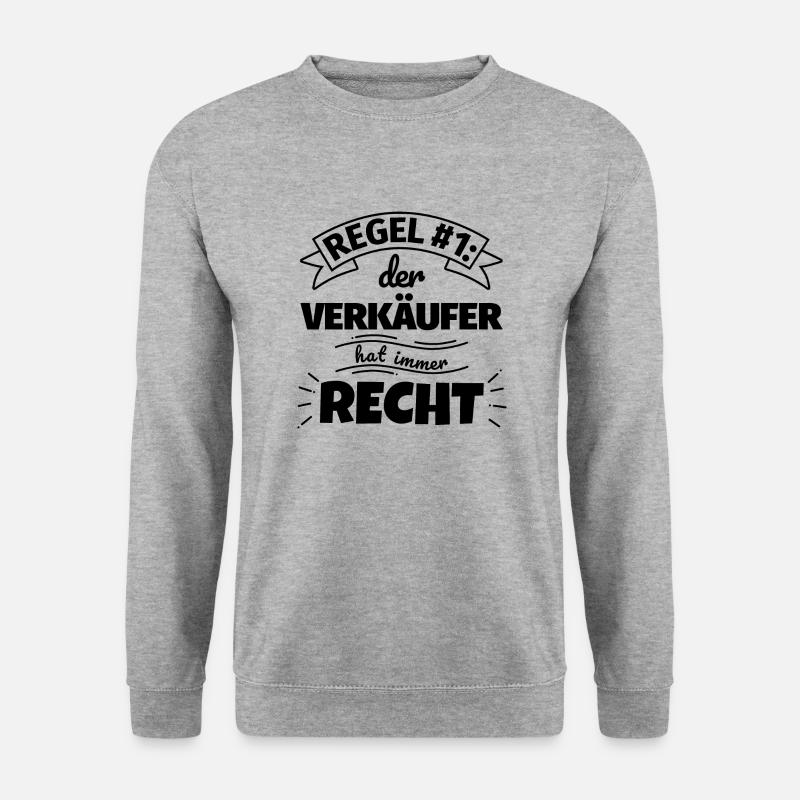 Verkäufer Geschenke – Hat immer Recht - Unisex Pullover - Weißgrau meliert