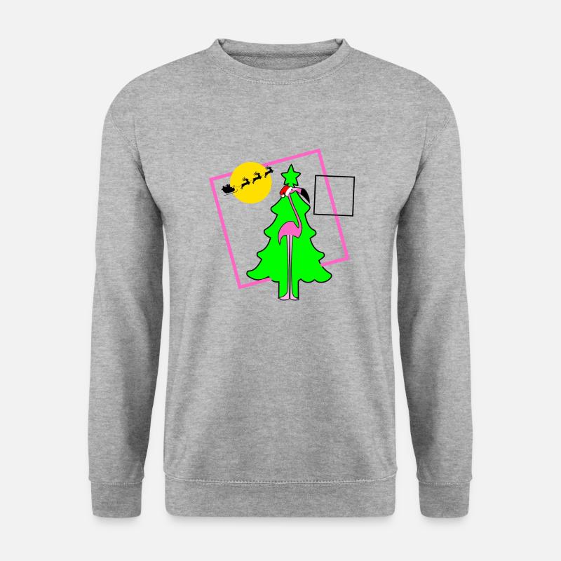ugly christmas flamingo - Unisex Pullover - Weißgrau meliert
