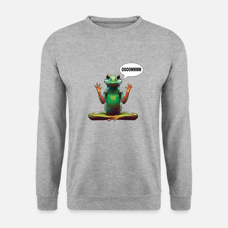 Yoga frog - Unisex Pullover - Weißgrau meliert