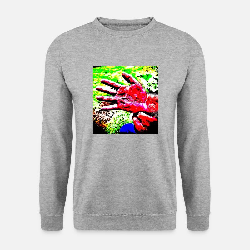 Die vom Leben gezeichnete Hand - Unisex Pullover - Weißgrau meliert