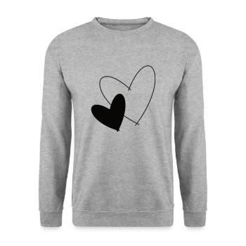 Zwei Herzen - Unisex Pullover - Weißgrau meliert - Vorne - Alina (178cm) & Michal (187cm)