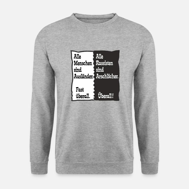 rassisten sind arschlöscher - Unisex Pullover - Weißgrau meliert