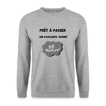 Positive T-shirt - Sweat-shirt Unisexe - gris chiné - Devant - Alina (178cm) & Michal (187cm)