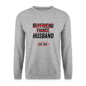 Boyfriend Fiancé Husband Est 1974 - Unisex Sweatshirt - salt & pepper - Front - Alina (178cm) & Michal (187cm)