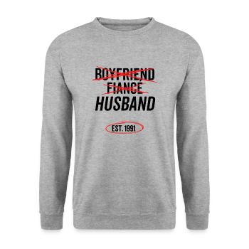 Boyfriend Fiancé Husband Est 1991 - Unisex Sweatshirt - salt & pepper - Front - Alina (178cm) & Michal (187cm)