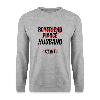 Boyfriend Fiancé Husband Est 1995 - Unisex Sweatshirt - salt & pepper - Front - Alina (178cm) & Michal (187cm)