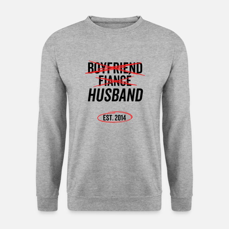 Freund Verlobter Ehemann Est 2014 - Unisex Pullover - Weißgrau meliert