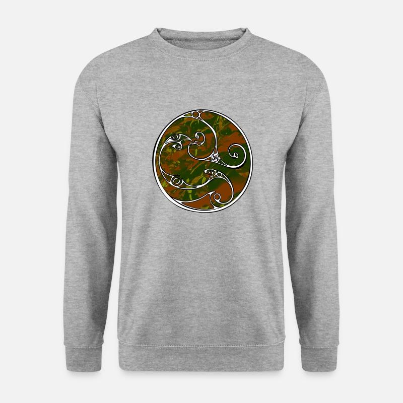 Reiher auf dem Blatt - Unisex Pullover - Weißgrau meliert