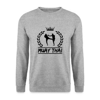 Muay Thai - Unisex Pullover - Weißgrau meliert - Vorne - Alina (178cm) & Michal (187cm)