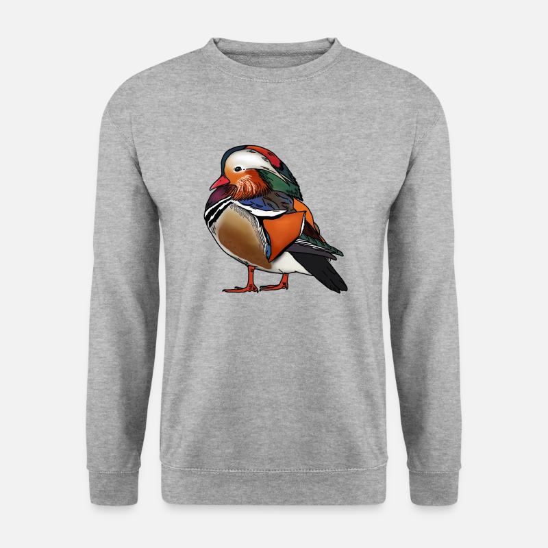 Mandarinente farbig - Unisex Pullover - Weißgrau meliert