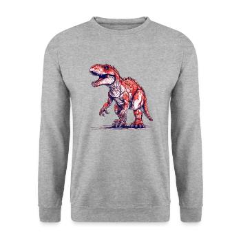 Tyrannosaurus Rex in vintage 16 bit look - Unisex Sweatshirt - salt & pepper - Front - Alina (178cm) & Michal (187cm)