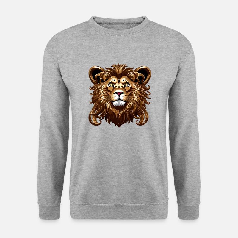 Dampfender Löwe - Unisex Pullover - Weißgrau meliert