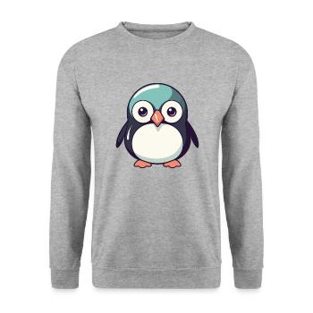 Pinguin - Unisex Pullover - Weißgrau meliert - Vorne - Alina (178cm) & Michal (187cm)
