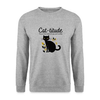 TITUDE CAT - Sweat-shirt Unisexe - gris chiné - Devant - Alina (178cm) & Michal (187cm)