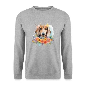 Dachshund Dog Teckel Watercolor Art Flowers - Unisex Sweatshirt - salt & pepper - Front - Alina (178cm) & Michal (187cm)