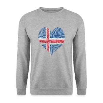 Norwegisches Herz - Unisex Pullover - Weißgrau meliert - Vorne - Alina (178cm) & Michal (187cm)