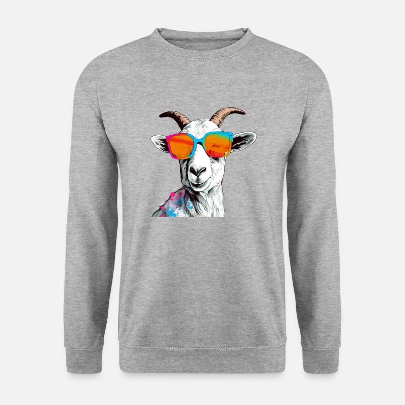 Lida, die Ziege - Unisex Pullover - Weißgrau meliert