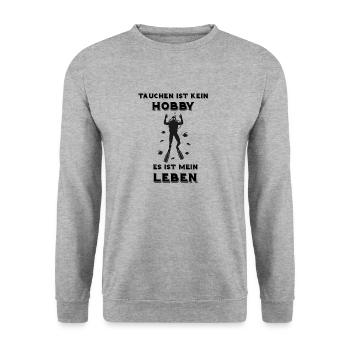 TAUCHEN ist kein HOBBY - es ist mein LEBEN - Unisex Pullover - Weißgrau meliert - Vorne - Alina (178cm) & Michal (187cm)