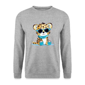 Malo the Leopard - Unisex Sweatshirt - salt & pepper - Front - Alina (178cm) & Michal (187cm)