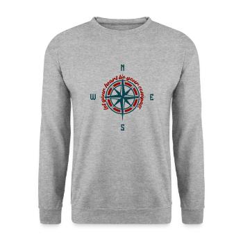 Lass dein Herz dein Kompass sein. - Unisex Pullover - Weißgrau meliert - Vorne - Alina (178cm) & Michal (187cm)
