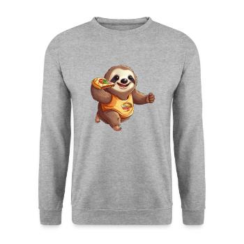 Sloth Marathon Runner, Pizza and Burgers, Fast - Unisex Sweatshirt - salt & pepper - Front - Alina (178cm) & Michal (187cm)