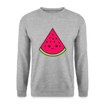 melone lustig - Unisex Pullover - Weißgrau meliert - Vorne - Alina (178cm) & Michal (187cm)