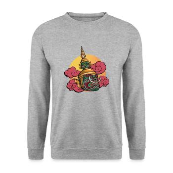 Kambodscha Krieger Khmer Schwert Flagge I Geschenk - Unisex Pullover - Weißgrau meliert - Vorne - Alina (178cm) & Michal (187cm)