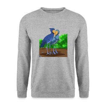 Bec-de-chaussure Ornithologue Forêt I Cadeau - Sweat-shirt Unisexe - gris chiné - Devant - Alina (178cm) & Michal (187cm)