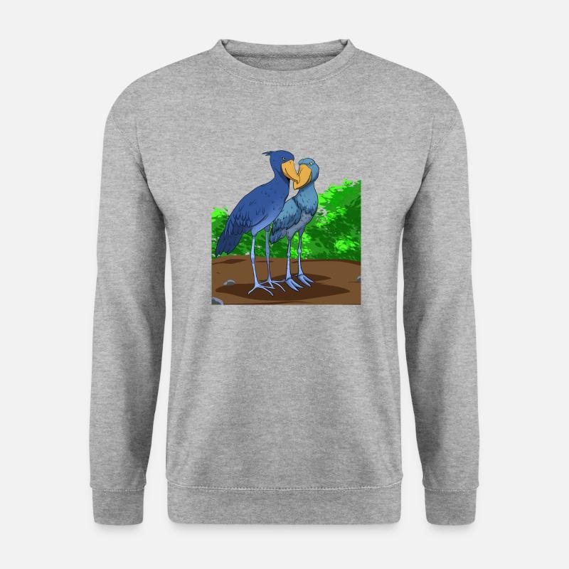 Schuhschnabel Vogel Ornithologe Wald I Geschenk - Unisex Pullover - Weißgrau meliert